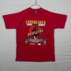 Vintage 1995‎ Cornhusker State Games Official Graphic Tee Shirt Single Stitch